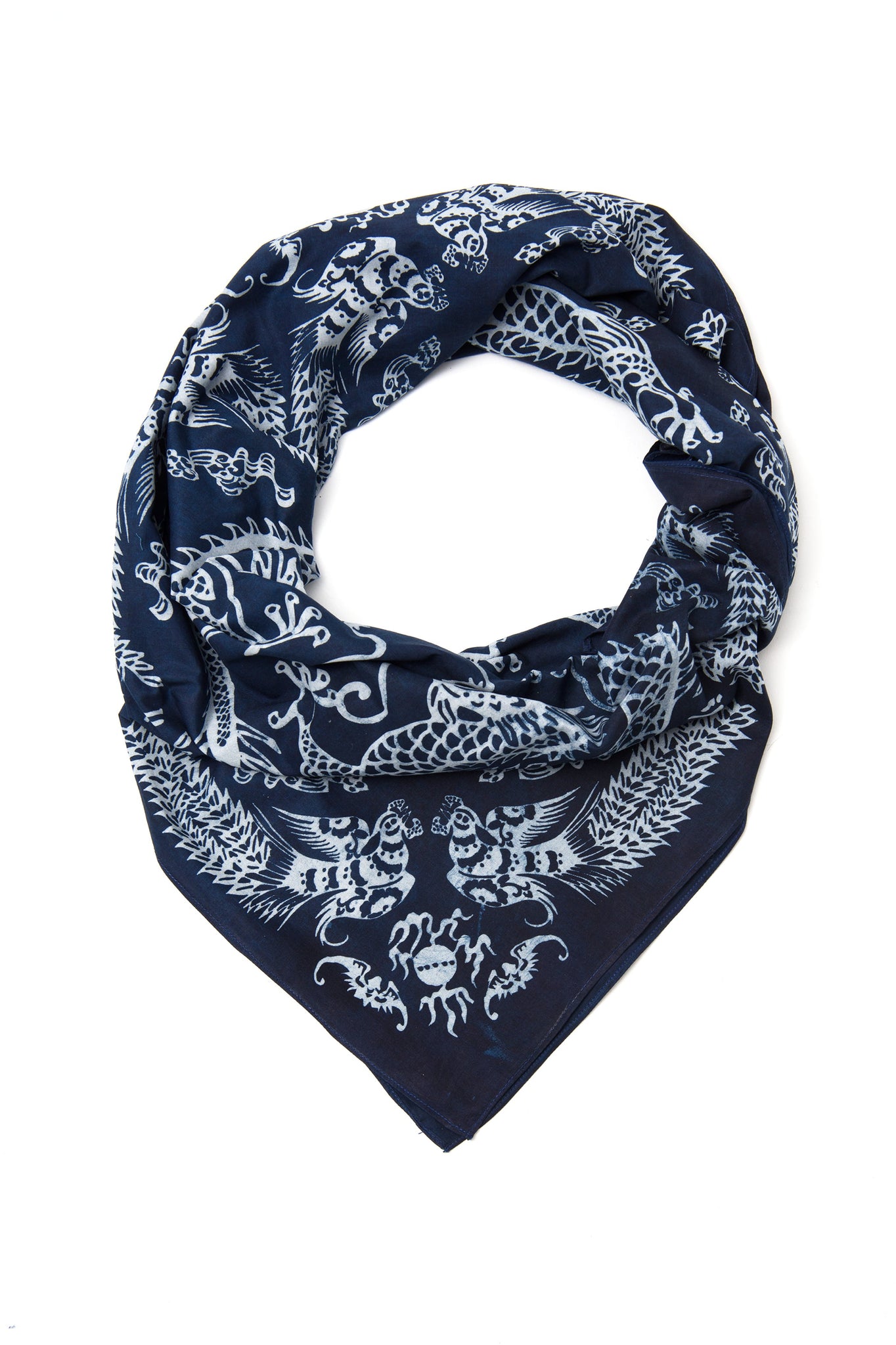 DRAGON SQUARE SCARF - batik screen print